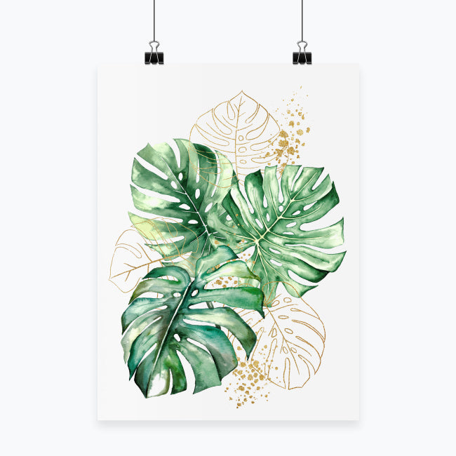 Plakat pionowy - Liście monstery
