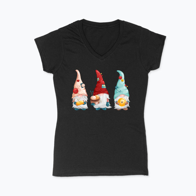 T-shirt damski V-neck - Pracowite gnomy