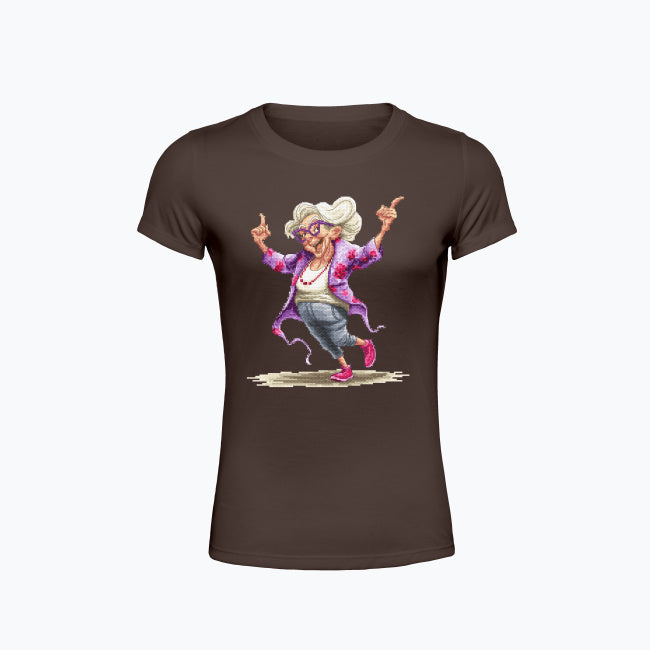 T-shirt damski z nadrukiem haftu - Szałowa babcia