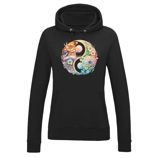 Damska bluza z kapturem - Kwiatowy Yin Yang