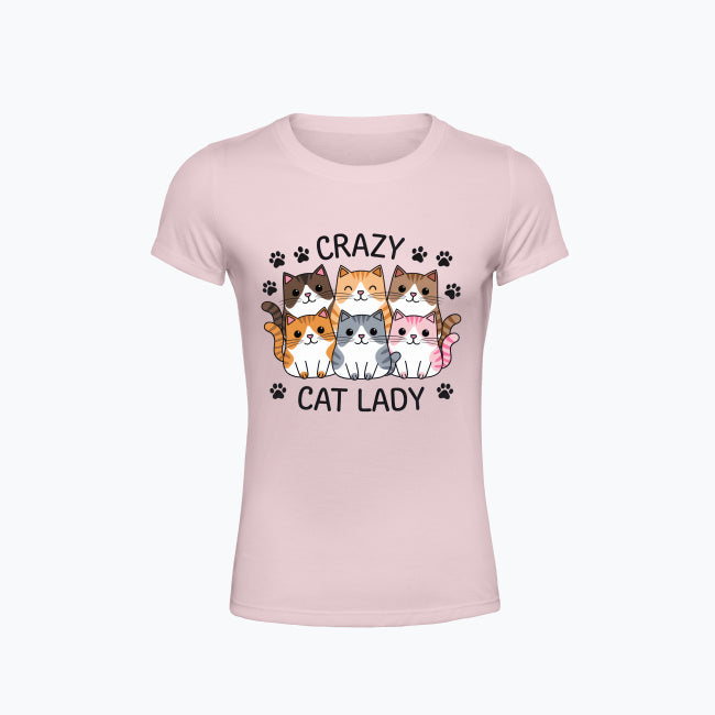 T-shirt damski z nadrukiem - Crazy cat lady