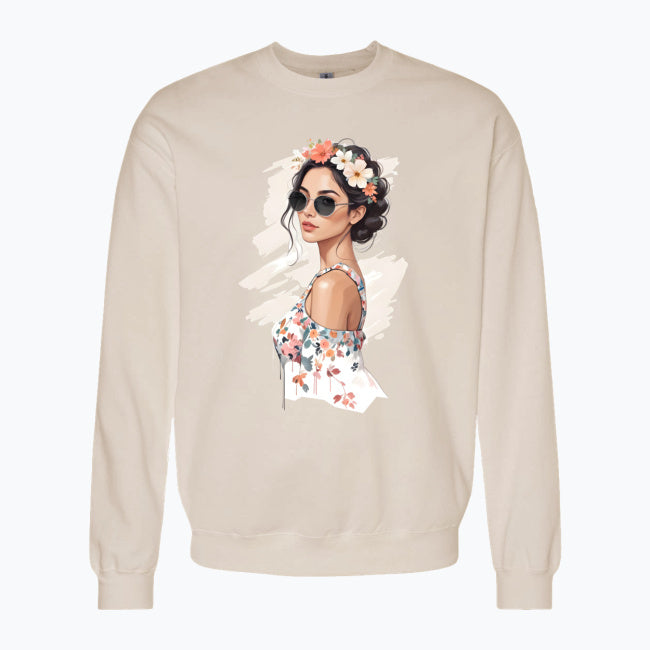 Bluza z nadrukiem - Kobieta z wiankiem