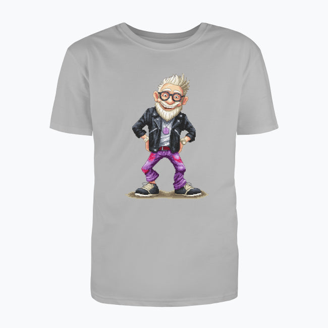 T-shirt męski z nadrukiem haftu - Wystrzałowy dziadek