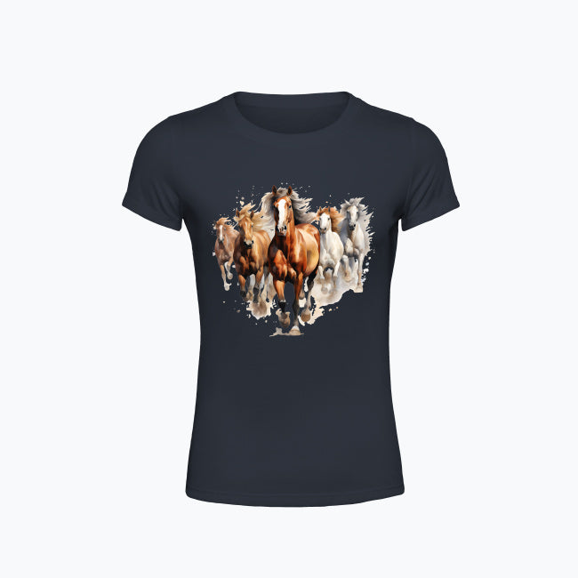 T-shirt damski z nadrukiem - Konie w galopie