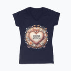 Koszulka damska V-neck - Cross stitch