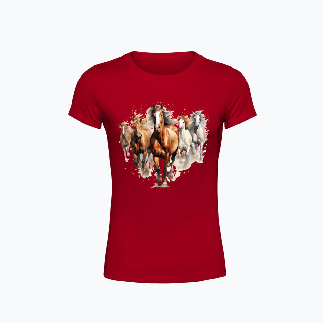 T-shirt damski z nadrukiem - Konie w galopie