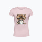 T-shirt damska z nadrukiem - Pan Mruczek Kawosz