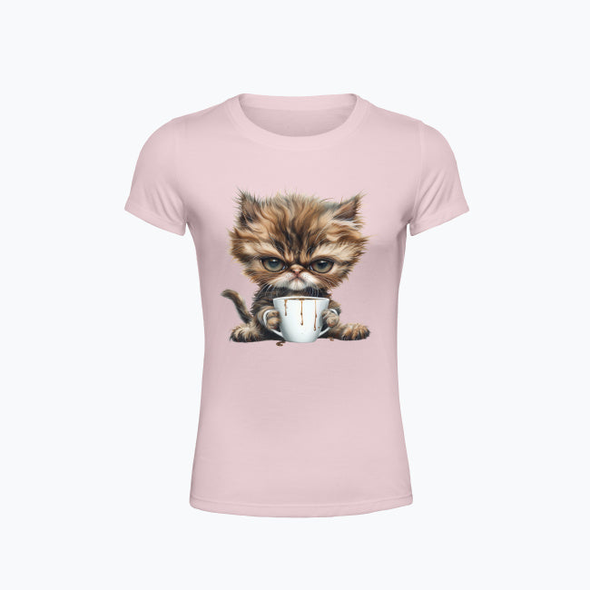 T-shirt damska z nadrukiem - Pan Mruczek Kawosz