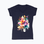 Koszulka damska V-neck - Kolorowy kwiat