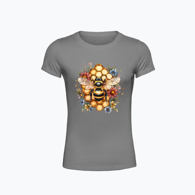 T-shirt damski - Pszczoła na plastrze miodu