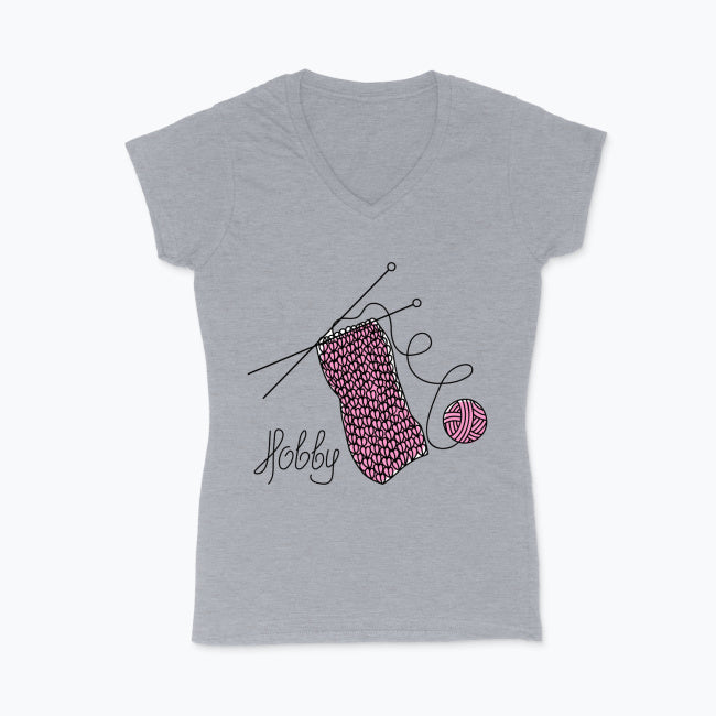 Koszulka damska V-neck - Włóczkowe hobby