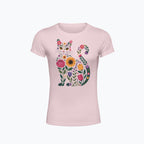 T-shirt damski z nadrukiem - Kwiatowy kot