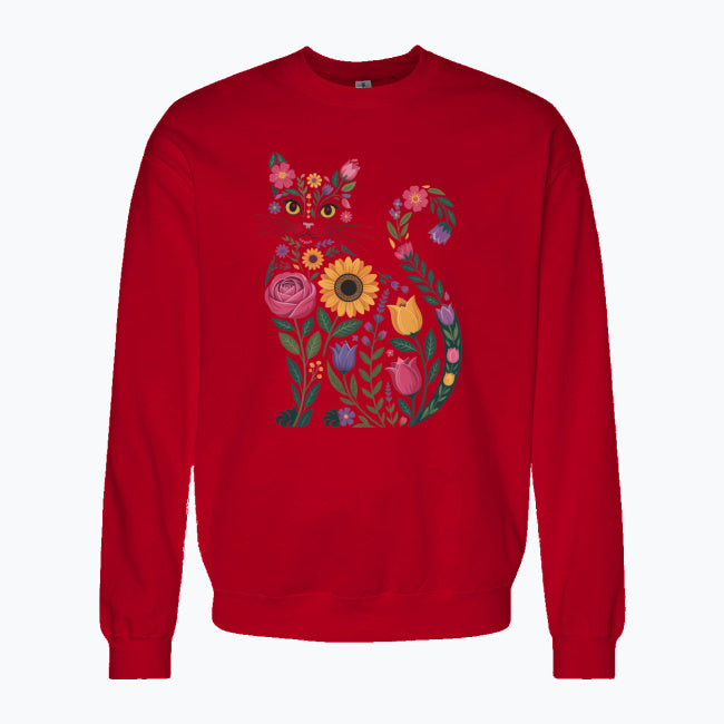 Bluza damska z nadrukiem - Kwiatowy kot