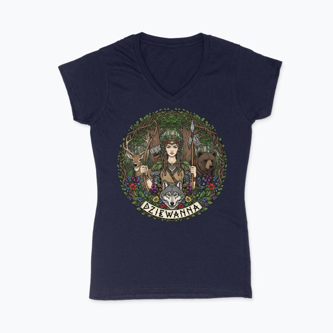 Koszulka damska V-neck - Dziewanna - Mitologia słowiańska