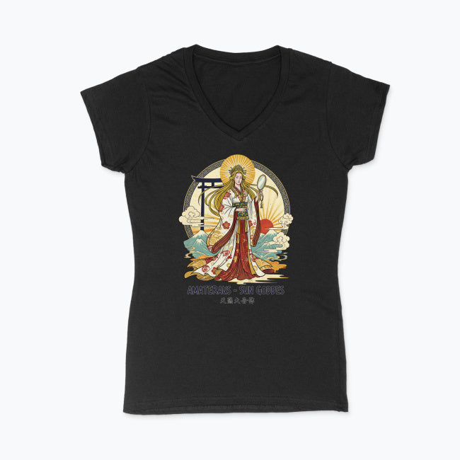 Koszulka damska V-neck - Amateraus - Mitologia japońska