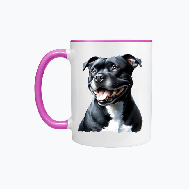 Kubek z kolorowym uchem z nadrukiem - Staffordshire Bull Terrier