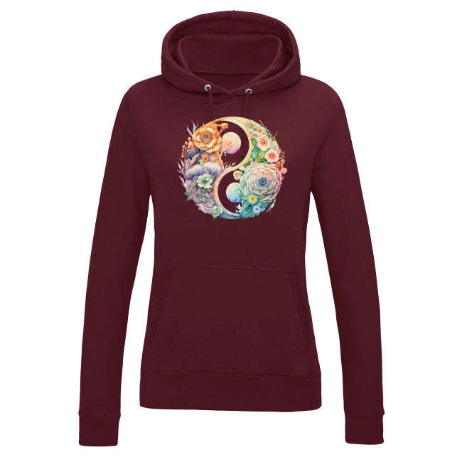 Damska bluza z kapturem - Kwiatowy Yin Yang