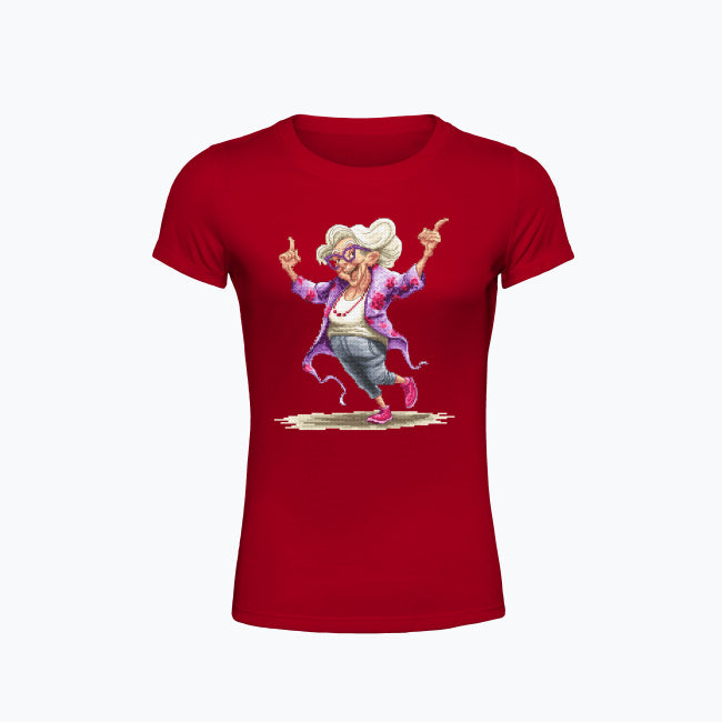 T-shirt damski z nadrukiem haftu - Szałowa babcia