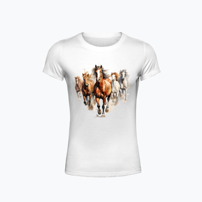 T-shirt damski z nadrukiem - Konie w galopie