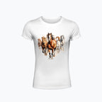 T-shirt damski z nadrukiem - Konie w galopie