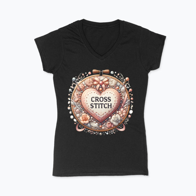 Koszulka damska V-neck - Cross stitch
