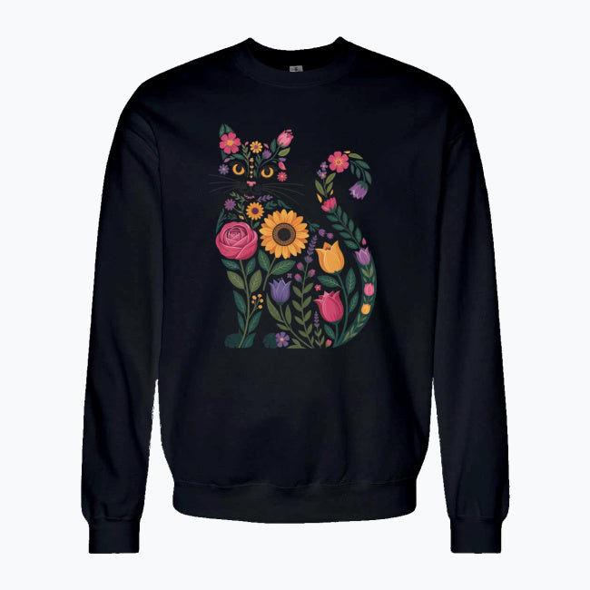 Bluza damska z nadrukiem - Kwiatowy kot