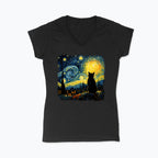 T-shirt damski V-neck - Kot van Gogha
