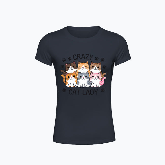 T-shirt damski z nadrukiem - Crazy cat lady