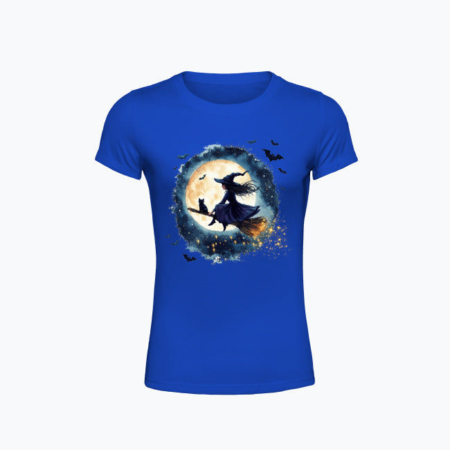 T-shirt damski z nadrukiem - Czarownica i księżyc