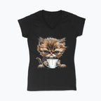 Koszulka damska V-neck - Pan Mruczek Kawosz