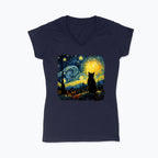 T-shirt damski V-neck - Kot van Gogha