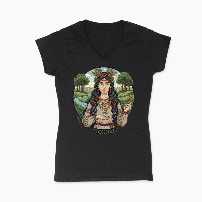 Koszulka damska V-neck - Mokosz - Mitologia słowiańska