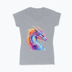 Koszulka damska V-neck - Kolorowy smok