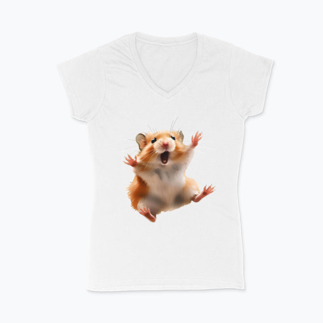 Koszulka damska V-neck - Szalony chomik