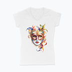 T-shirt damski V-neck - Maska karnawałowa
