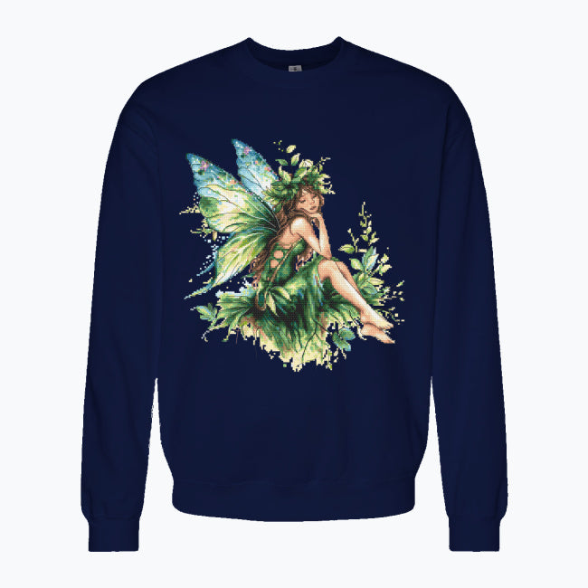 Bluza damska z nadrukiem haftu - Zielona wróżka