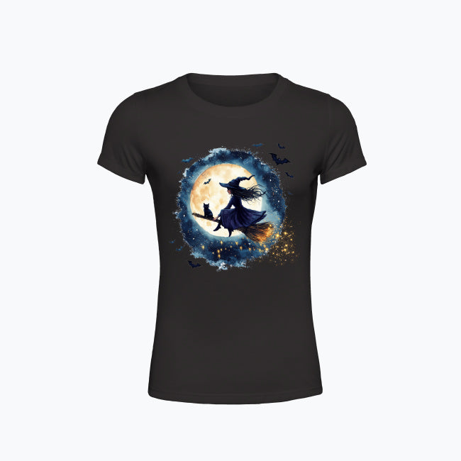 T-shirt damski z nadrukiem - Czarownica i księżyc