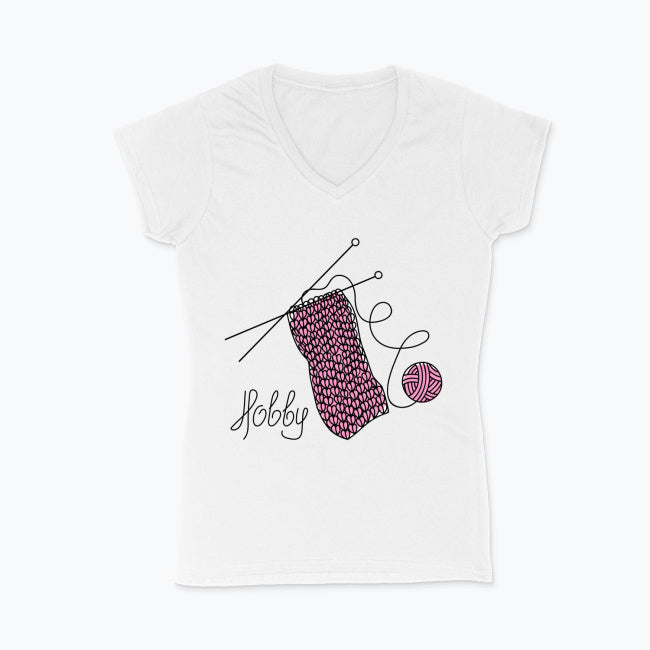Koszulka damska V-neck - Włóczkowe hobby