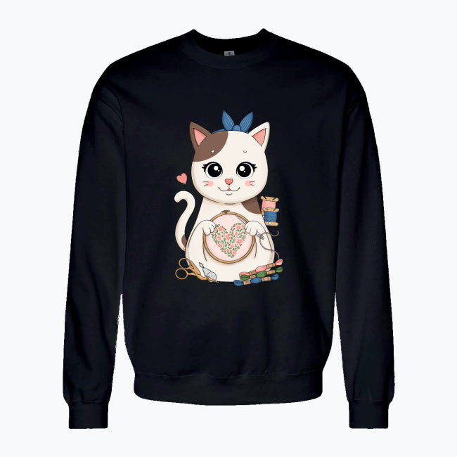 Bluza damska- Haftujący kotek