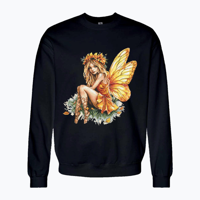 Bluza damska z nadrukiem haftu - Pomarańczowa wróżka
