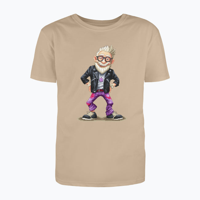 T-shirt męski z nadrukiem haftu - Wystrzałowy dziadek