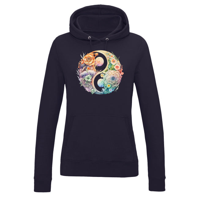 Damska bluza z kapturem - Kwiatowy Yin Yang