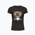T-shirt damska z nadrukiem - Pan Mruczek Kawosz