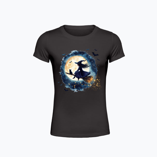 T-shirt damski z nadrukiem - Czarownica i księżyc