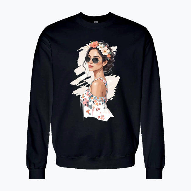Bluza z nadrukiem - Kobieta z wiankiem