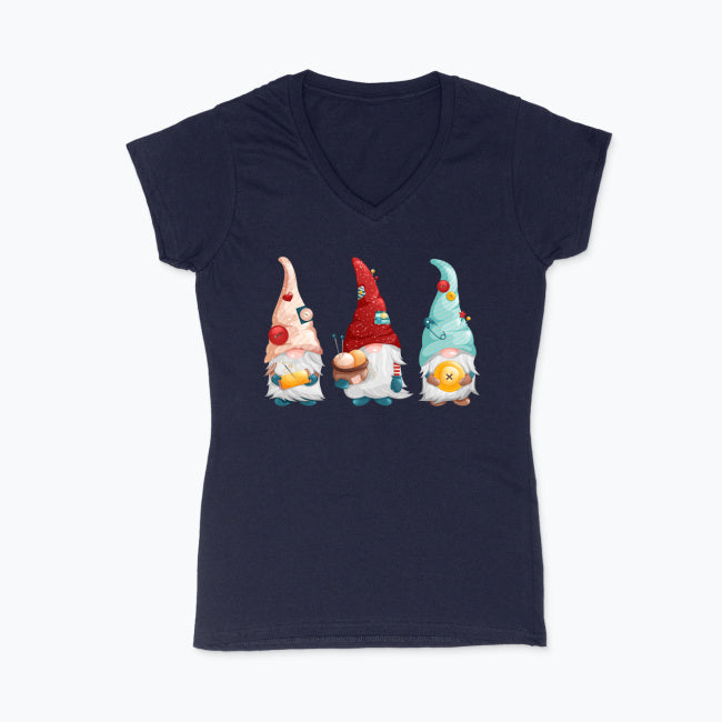 T-shirt damski V-neck - Pracowite gnomy