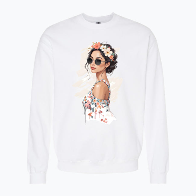 Bluza z nadrukiem - Kobieta z wiankiem