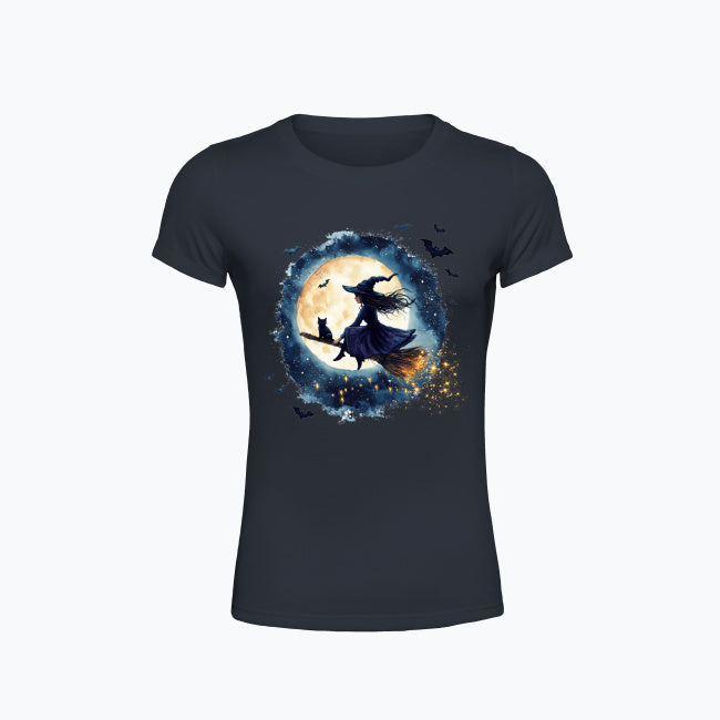 T-shirt damski z nadrukiem - Czarownica i księżyc