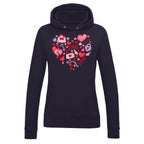 Damska bluza z kapturem z nadrukiem haftu - Serce Love
