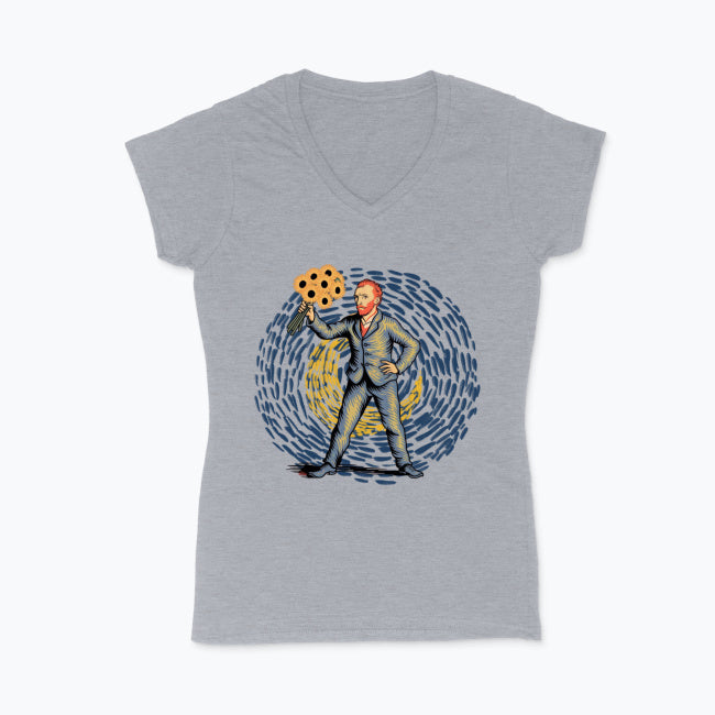 Koszulka damska V-neck - Vincent ze słonecznikami